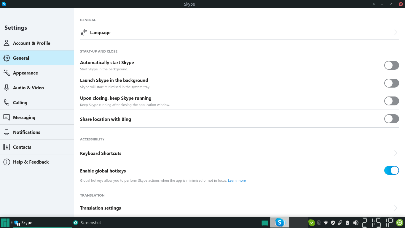 Skype with bad settings disabled