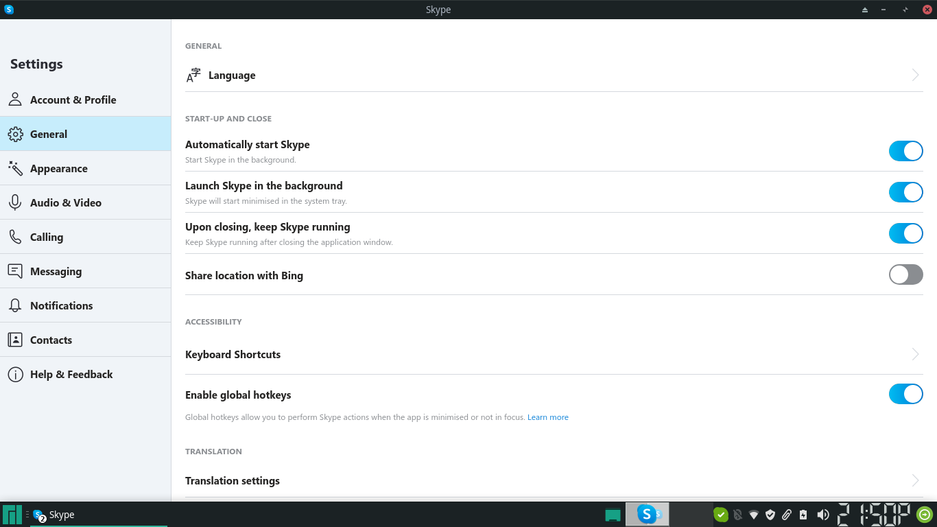 Skype with bad settings enabled